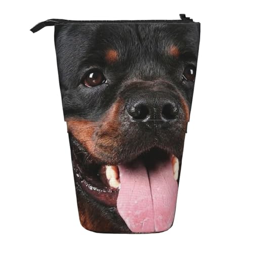 YXDVPALNE Rottweiler Hund, Teleskop-Federmäppchen, Ständer-Federmäppchen mit Reißverschluss-Stiftetasche von YXDVPALNE