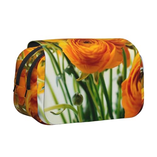 YXDVPALNE Schöne Blume Doppeltes Clamshell-Stifteetui, tragbares Bleistiftetui mit Reißverschluss von YXDVPALNE