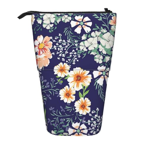 YXDVPALNE Schöne Blume Garten Blumen Blütenblatt Blätter Wiese Orange, Teleskop-Federmäppchen, Ständer-Federmäppchen mit Reißverschluss-Stiftetasche von YXDVPALNE