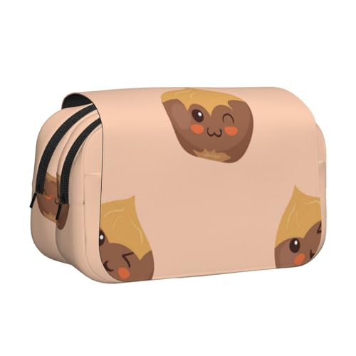 YXDVPALNE Schöne Kastanien Doppeltes Clamshell-Stifteetui, tragbares Bleistiftetui mit Reißverschluss von YXDVPALNE