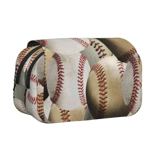 YXDVPALNE Sport Baseball Doppeltes Clamshell-Stifteetui, tragbares Bleistiftetui mit Reißverschluss von YXDVPALNE