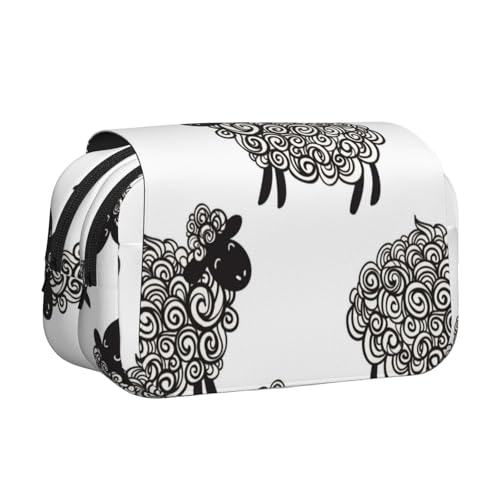 YXDVPALNE Süße Schafe Doppeltes Clamshell-Stifteetui, tragbares Bleistiftetui mit Reißverschluss von YXDVPALNE