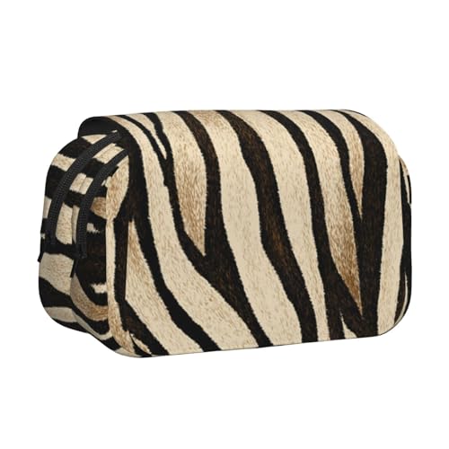 YXDVPALNE Tigerfellmuster Doppeltes Clamshell-Stifteetui, tragbares Bleistiftetui mit Reißverschluss von YXDVPALNE