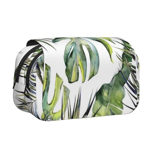 YXDVPALNE Tropischer Garten Doppeltes Clamshell-Stifteetui, tragbares Bleistiftetui mit Reißverschluss von YXDVPALNE