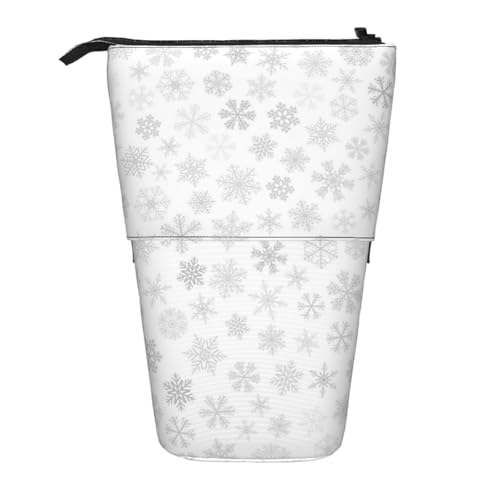 YXDVPALNE Weihnachten Schneeflocken Winter Schneeflocke, Teleskop-Federmäppchen, Ständer-Federmäppchen mit Reißverschluss-Stiftetasche von YXDVPALNE