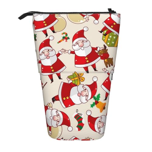 YXDVPALNE Weihnachten Weihnachtsmann Xmas, Teleskop-Federmäppchen, Ständer-Federmäppchen mit Reißverschluss-Stiftetasche von YXDVPALNE