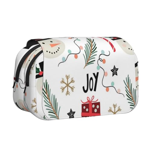YXDVPALNE Weihnachten mit Schneemann Doppeltes Clamshell-Stifteetui, tragbares Bleistiftetui mit Reißverschluss von YXDVPALNE