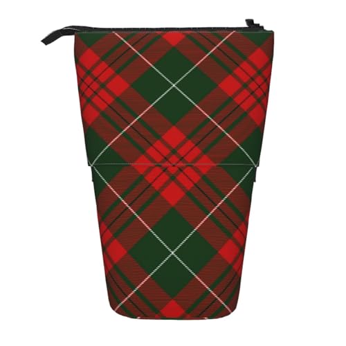 YXDVPALNE Weihnachts-Schottenkaro, Teleskop-Federmäppchen, Ständer-Federmäppchen mit Reißverschluss-Stiftetasche von YXDVPALNE