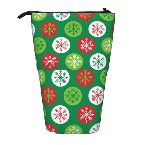 YXDVPALNE Weihnachts-Stechpalmenbeeren-Muster, Teleskop-Federmäppchen, Ständer-Federmäppchen mit Reißverschluss-Stiftetasche von YXDVPALNE