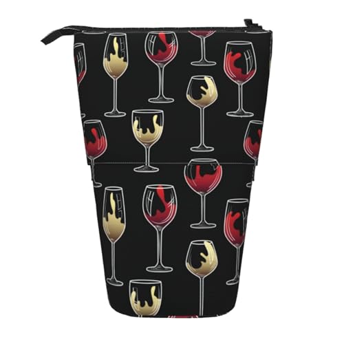 YXDVPALNE Weinglas, Teleskop-Federmäppchen, Ständer-Federmäppchen mit Reißverschluss-Stiftetasche von YXDVPALNE
