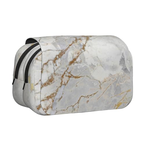 YXDVPALNE Weiß Grau Silber Perlmutt Gold Pinsel Marmor Doppeltes Clamshell-Stifteetui, tragbares Bleistiftetui mit Reißverschluss YXDVPALNE Weiß Grau Silber Perlmutt Gold Pinsel Marmor Doppeltes Clamshell-Stifteetui, tragbares Bleistiftetui mit Reißverschluss von YXDVPALNE