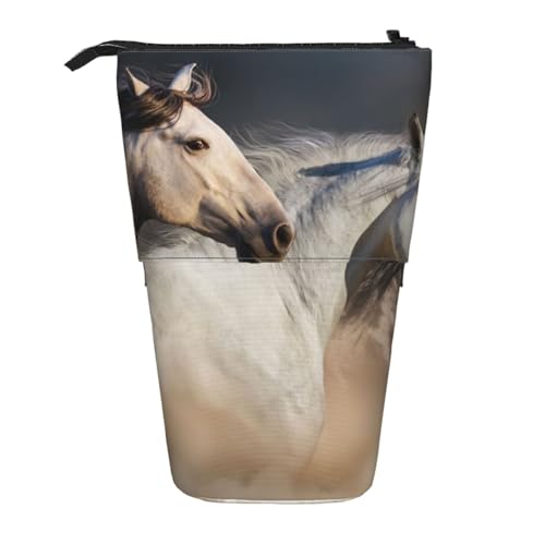 YXDVPALNE Wildpferd Bild, Teleskop-Federmäppchen, Ständer-Federmäppchen mit Reißverschluss-Stiftetasche von YXDVPALNE