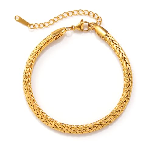YXHOPELY Goldene Armbänder für Frauen, modisches Tennisarmband mit breitem Gesicht, 18 Karat vergoldet, klobiges Gold, Armbänder für Frauen, Zirkon-Anhänger, Kettenarmband, zarte, dünne Goldarmbänder YXHOPELY Goldene Armbänder für Frauen, modisches Tennisarmband mit breitem Gesicht, 18 Karat vergoldet, klobiges Gold, Armbänder für Frauen, Zirkon-Anhänger, Kettenarmband, zarte, dünne Goldarmbänder von YXHOPELY