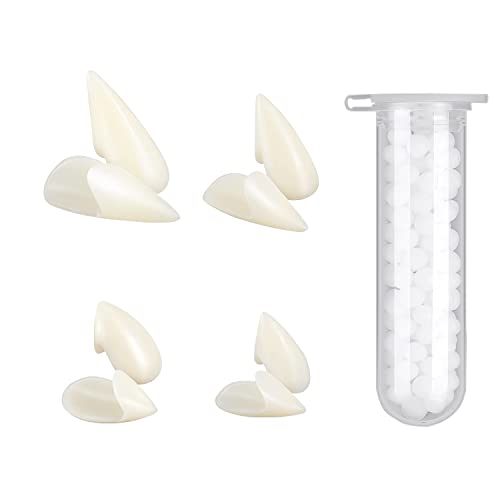 YXHZVON Halloween Zähne, 4 Paar Vampir Zähne Kit mit 1 Rohr Zähne Pellets Klebstoff, 4 Größen Vampierzähne für Cosplay Party Requisiten Halloween Party Zähne von YXHZVON