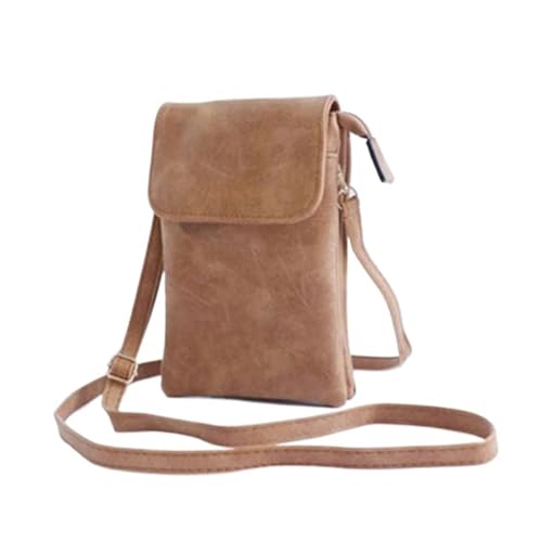 Umhängetasche for Damen, PU-Leder, Handy-Geldbörse, Taschen, solide Klappe, kleine weibliche Schulterhandtasche Frauen Handy Umhängetasche(Brown matte style) von YXINAER