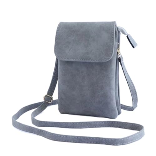 Umhängetasche for Damen, PU-Leder, Handy-Geldbörse, Taschen, solide Klappe, kleine weibliche Schulterhandtasche Frauen Handy Umhängetasche(Grey matte style) von YXINAER