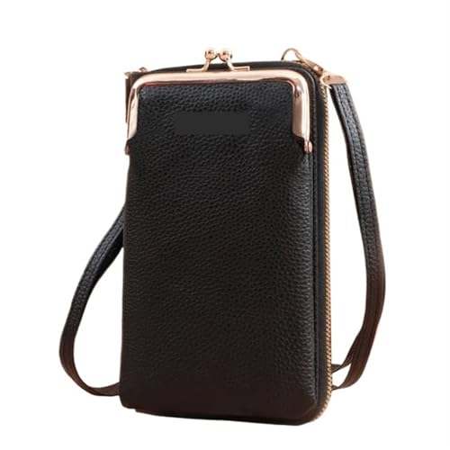 YXINAER Damen Handytasche Geldbörse Handtasche Kleine Umhängetaschen Frauen Mini Matte Leder Schulter Messenger Bag Clutch Handy Umhängetasche(A-black) von YXINAER