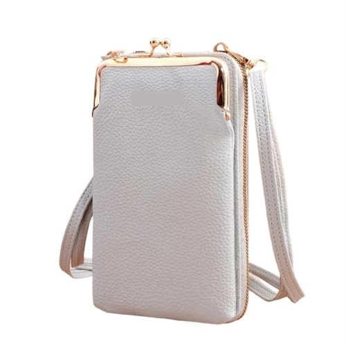 YXINAER Damen Handytasche Geldbörse Handtasche Kleine Umhängetaschen Frauen Mini Matte Leder Schulter Messenger Bag Clutch Handy Umhängetasche(A-light gray) von YXINAER