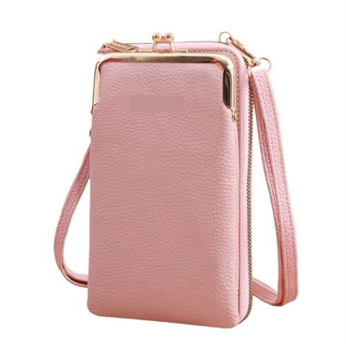 YXINAER Damen Handytasche Geldbörse Handtasche Kleine Umhängetaschen Frauen Mini Matte Leder Schulter Messenger Bag Clutch Handy Umhängetasche(A-pink) von YXINAER