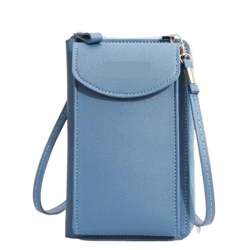 YXINAER Damen Handytasche Geldbörse Handtasche Kleine Umhängetaschen Frauen Mini Matte Leder Schulter Messenger Bag Clutch Handy Umhängetasche(B-blue) von YXINAER