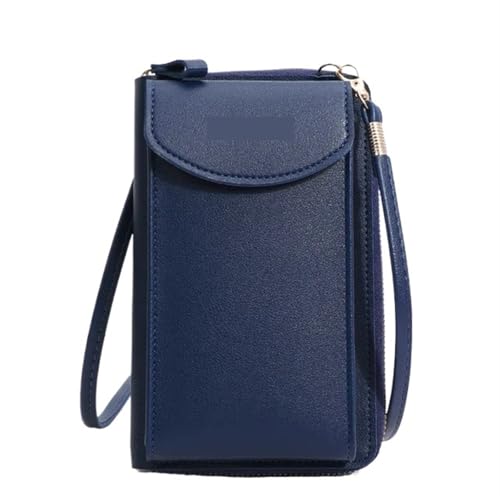 YXINAER Damen Handytasche Geldbörse Handtasche Kleine Umhängetaschen Frauen Mini Matte Leder Schulter Messenger Bag Clutch Handy Umhängetasche(B-dark blue) von YXINAER