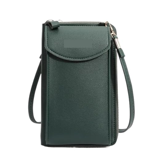 YXINAER Damen Handytasche Geldbörse Handtasche Kleine Umhängetaschen Frauen Mini Matte Leder Schulter Messenger Bag Clutch Handy Umhängetasche(B-green) von YXINAER