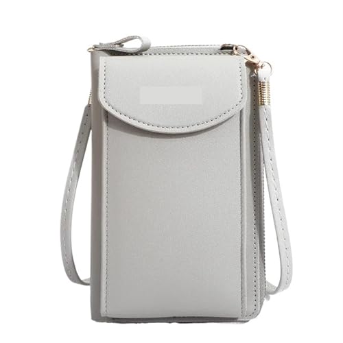 YXINAER Damen Handytasche Geldbörse Handtasche Kleine Umhängetaschen Frauen Mini Matte Leder Schulter Messenger Bag Clutch Handy Umhängetasche(B-light gray) von YXINAER