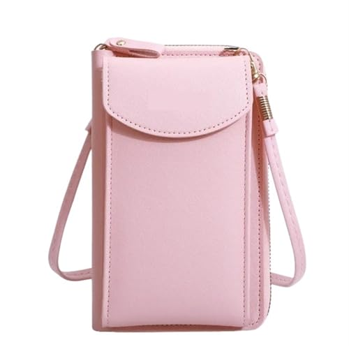 YXINAER Damen Handytasche Geldbörse Handtasche Kleine Umhängetaschen Frauen Mini Matte Leder Schulter Messenger Bag Clutch Handy Umhängetasche(B-pink) von YXINAER