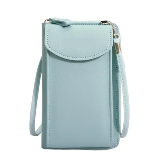 YXINAER Damen Handytasche Geldbörse Handtasche Kleine Umhängetaschen Frauen Mini Matte Leder Schulter Messenger Bag Clutch Handy Umhängetasche(B-sky blue) von YXINAER