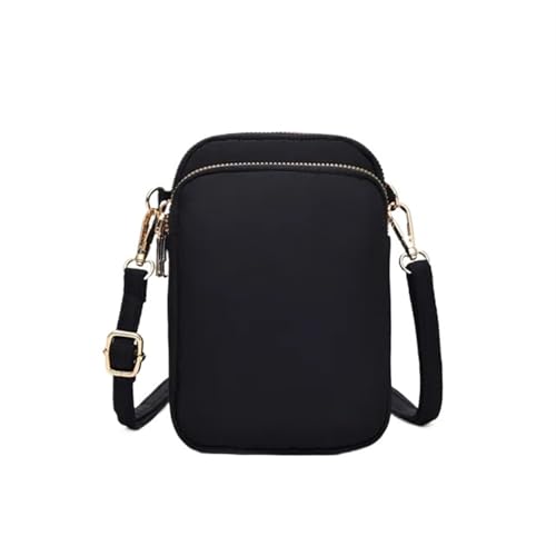 YXINAER Damen Mini Tasche Crossbody Reißverschluss Schultertasche Handy Geldbörse Vertikale Multifunktionale Schwarz Walking Taschen Handy Umhängetasche(Black) von YXINAER