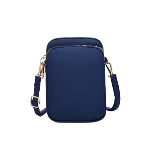 YXINAER Damen Mini Tasche Crossbody Reißverschluss Schultertasche Handy Geldbörse Vertikale Multifunktionale Schwarz Walking Taschen Handy Umhängetasche(Dark blue) von YXINAER