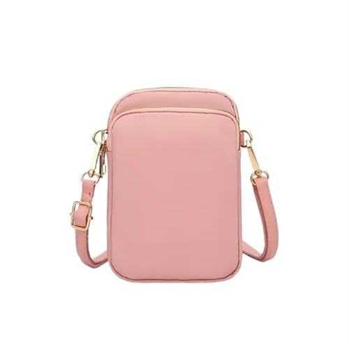 YXINAER Damen Mini Tasche Crossbody Reißverschluss Schultertasche Handy Geldbörse Vertikale Multifunktionale Schwarz Walking Taschen Handy Umhängetasche(Pink) von YXINAER