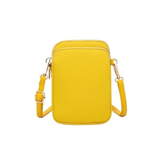 YXINAER Damen Mini Tasche Crossbody Reißverschluss Schultertasche Handy Geldbörse Vertikale Multifunktionale Schwarz Walking Taschen Handy Umhängetasche(Yellow) von YXINAER