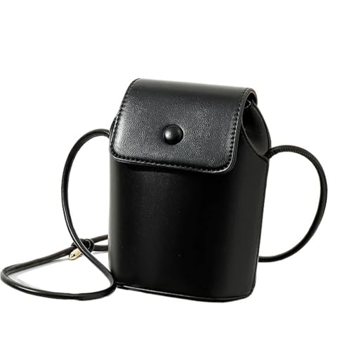 YXINAER Damen Retro Kunstleder Kleine Umhängetasche Handytasche Mini Schultertaschen for Frauen Geldbörse Handy Umhängetasche(Black) von YXINAER