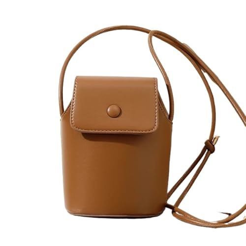 YXINAER Damen Retro Kunstleder Kleine Umhängetasche Handytasche Mini Schultertaschen for Frauen Geldbörse Handy Umhängetasche(Brown) von YXINAER