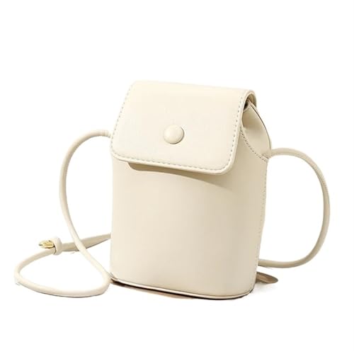 YXINAER Damen Retro Kunstleder Kleine Umhängetasche Handytasche Mini Schultertaschen for Frauen Geldbörse Handy Umhängetasche(White) von YXINAER