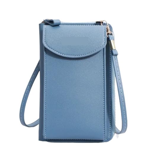 YXINAER Handy-Umhängetasche Frauen PU Handtaschen Umhängetasche Handtasche Kartenhalter Messenger Bag Klappe Brieftasche Handy Umhängetasche(Dark blue) von YXINAER