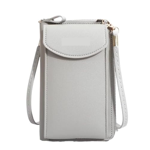 YXINAER Handy-Umhängetasche Frauen PU Handtaschen Umhängetasche Handtasche Kartenhalter Messenger Bag Klappe Brieftasche Handy Umhängetasche(Gray) von YXINAER