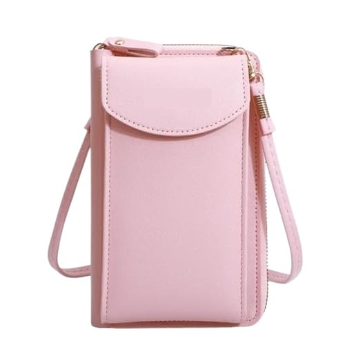 YXINAER Handy-Umhängetasche Frauen PU Handtaschen Umhängetasche Handtasche Kartenhalter Messenger Bag Klappe Brieftasche Handy Umhängetasche(Pink) von YXINAER