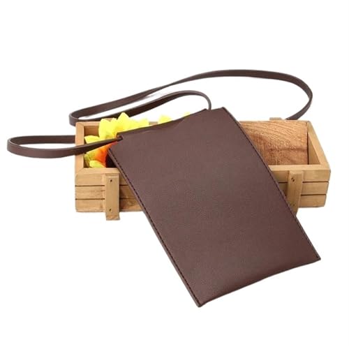 YXINAER Handytasche Damen Handy Geldbörse Tasche PU Leder Umhängetasche Einfarbig Mini Halter Einkaufstasche Handy Umhängetasche(Brown) von YXINAER