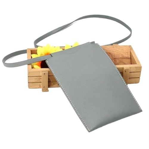 YXINAER Handytasche Damen Handy Geldbörse Tasche PU Leder Umhängetasche Einfarbig Mini Halter Einkaufstasche Handy Umhängetasche(Gray blue) von YXINAER