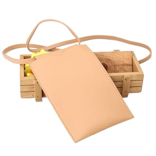 YXINAER Handytasche Damen Handy Geldbörse Tasche PU Leder Umhängetasche Einfarbig Mini Halter Einkaufstasche Handy Umhängetasche(Khaki) von YXINAER