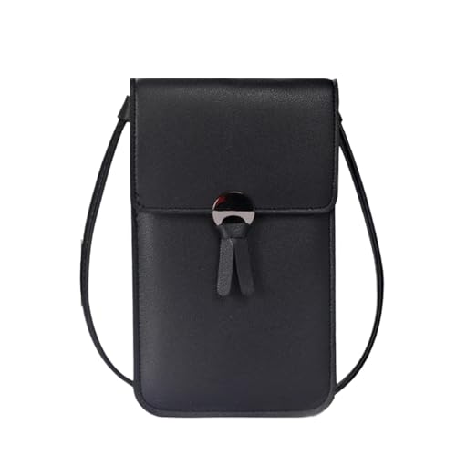 YXINAER Handytasche Damen Umhängetasche Hängender Hals Münzgeldbörse Vertikale Handtasche All-Match Mini Kleine Handy Umhängetasche(Black) von YXINAER