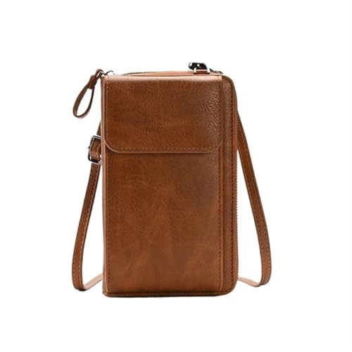 YXINAER Handytasche PU Leder Damen Schultertasche Crossbody Bag Tragegurt for Handtasche Haspe Kleiner Kartenhalter Handy Umhängetasche(Brown) von YXINAER