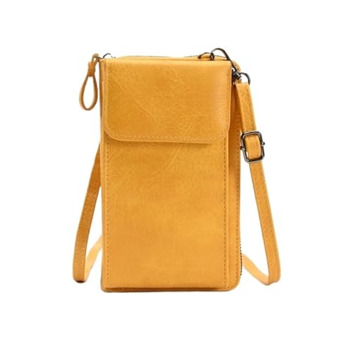 YXINAER Handytasche PU Leder Damen Schultertasche Crossbody Bag Tragegurt for Handtasche Haspe Kleiner Kartenhalter Handy Umhängetasche(Yellow) von YXINAER