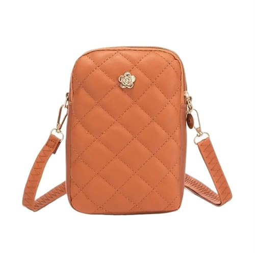 YXINAER Handytasche Stickerei Frauen Schultertasche Einfache tragbare Mädchen Geldbörse Einfarbig Dame Umhängetasche Handy Umhängetasche(Brown) von YXINAER
