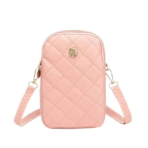 YXINAER Handytasche Stickerei Frauen Schultertasche Einfache tragbare Mädchen Geldbörse Einfarbig Dame Umhängetasche Handy Umhängetasche(Pink) von YXINAER