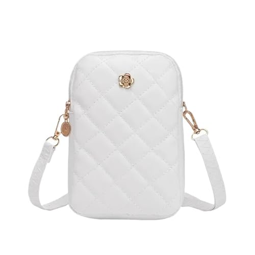 YXINAER Handytasche Stickerei Frauen Schultertasche Einfache tragbare Mädchen Geldbörse Einfarbig Dame Umhängetasche Handy Umhängetasche(WHITE) von YXINAER