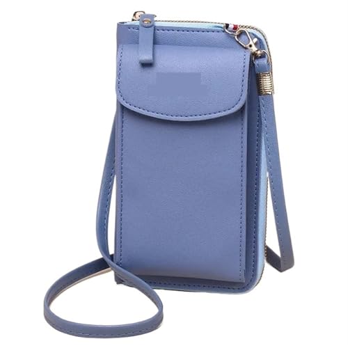 YXINAER Handytasche Umhängetasche for Frauen Pu Leder Clip Weibliche kleine Umhängetaschen Damen Messenger Geldbörse Handtasche Handy Umhängetasche(Blue) von YXINAER
