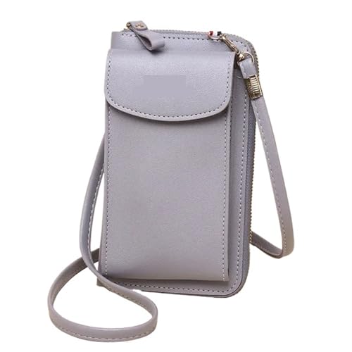 YXINAER Handytasche Umhängetasche for Frauen Pu Leder Clip Weibliche kleine Umhängetaschen Damen Messenger Geldbörse Handtasche Handy Umhängetasche(GRAY) von YXINAER